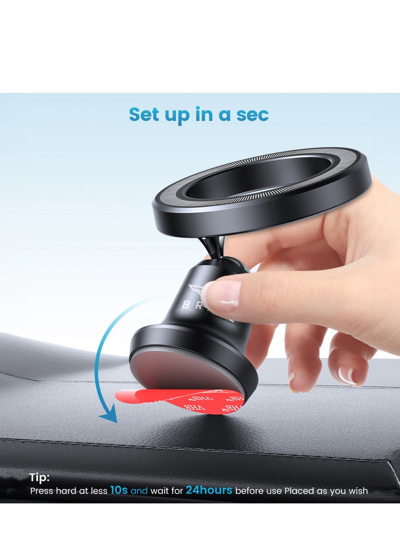 Brave - Magnetic Car Mount [N52H Strong Magnets] - Universal Car Dashboard Phone Holder, Secure Magnetic Mount for iPhone 16 Pro Max / 16 Pro / 16 Plus / 15 / 14 / 13 Mini and Samsung Galaxy S25 / S24 / S23 / S22 - Adjustable, Hands-Free, Easy to Install, Stable Hold for All Car Types - Image 1