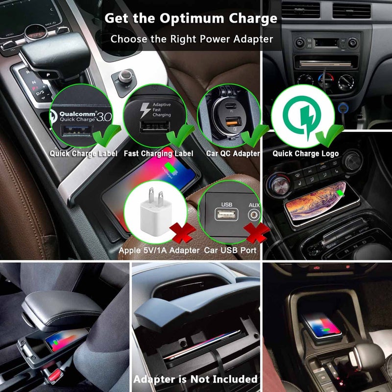 TASUMATO Wireless Car Charger Qi Charging Pad Fast 15W 10W 7.5W Quick Charge Adapter for iPhone 14 13 12 Mini 11 Pro Max 8 Plus X XR Xs Airpods LG Samsung Note Galaxy Buds S9 S10 S20 S21 S22 S23 Android Phones - Image 5