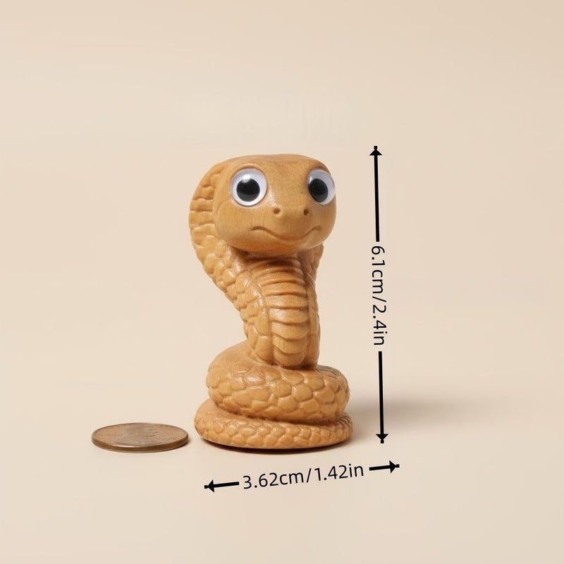 تمثال ثعبان من الخشب الصلب المنحوت يدويًا، زينة الأبراج، ديكور المكتب، هدية للمنزل أو المكتب - Image 3