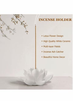 Y&D Lotus Incense Burner Ceramic Stick Holder Flower Sticks for Yoga Studio Home Decor  - Image 2