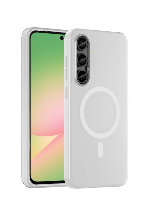 Samsung Galaxy A36 5G 2025 / Samsung Galaxy A56 5G 2025 Syndee Series Hybrid Translucent Magsafe with Magnetic Charging Raised Camera Lips Elegant Look Case Cover - White