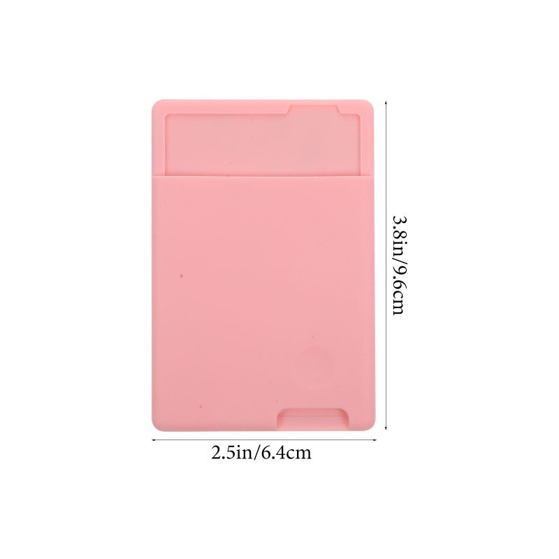 2pcs Pink Adhesive Silicone Phone Wallet Holder for Credit Cards and Daily Use - Image 3