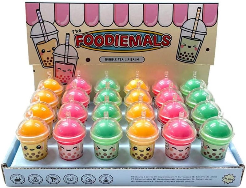 Puckator Foodiemals Lip Balm in a Bubble Tea Shaped Holder Lip Care Stick Balms Chapstick Holiday Essentials For Women Family Lipbalm Moisturiser Exfoliator Cream Pretty Cute Lip Blam Bam