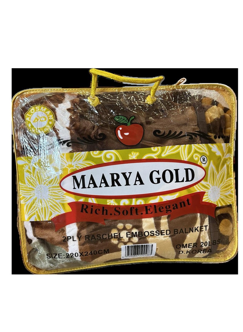 MAARYA GOLD 2 PLY SUPER SOFT EMBOSSED BLANKET - Image 1