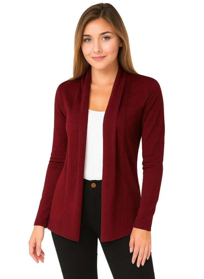 PAUSE Pause Maroon Solid Open Front Shrug