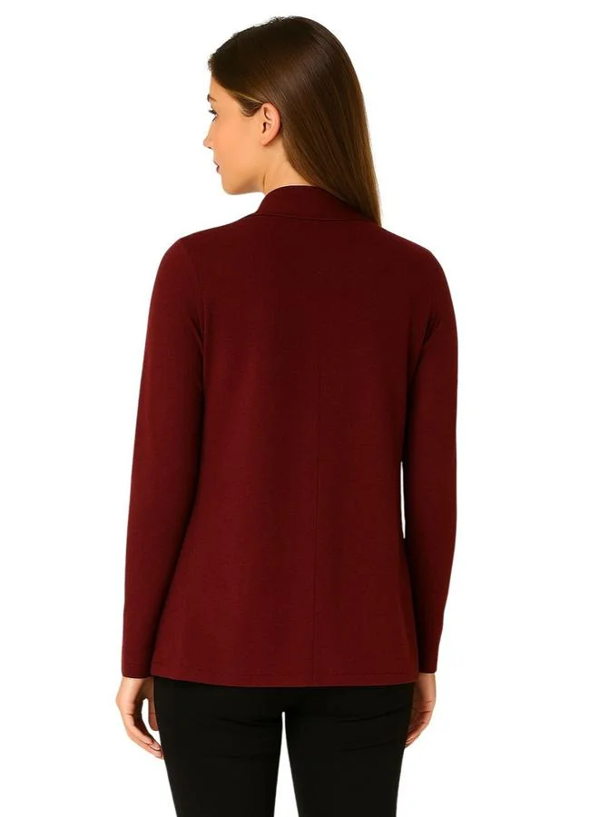 PAUSE Pause Maroon Solid Open Front Shrug