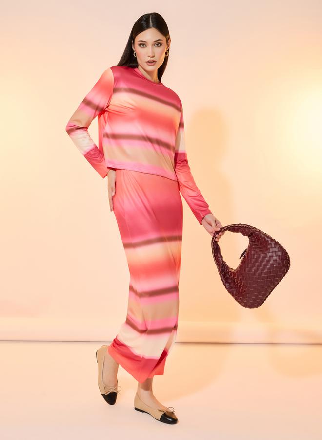 Take Two Ombre Print Round Neck Top & Maxi Skirt Co-Ords  - Image 1