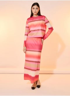 Take Two Ombre Print Round Neck Top & Maxi Skirt Co-Ords  - Image 3