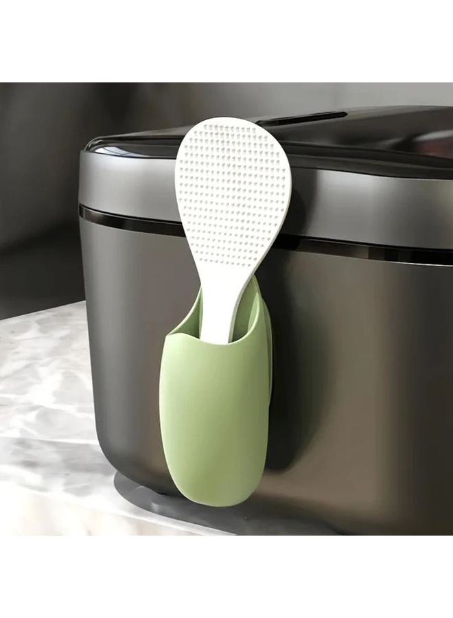 White Silicone Rice Spoon Holder Durable Food Safe Storage For Kitchen Essentials - Image 1