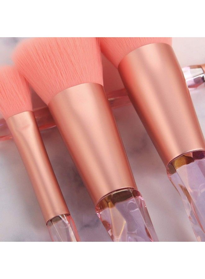 Kingtree Makeup Brushes 10Pcs Crystal Handle Makeup Brush Set Premium Synthetic Bristles Cosmetic Brush For Powder Foundation Blush Concealer Blending Eyeshadow Eyeliner Make Up - Image 5
