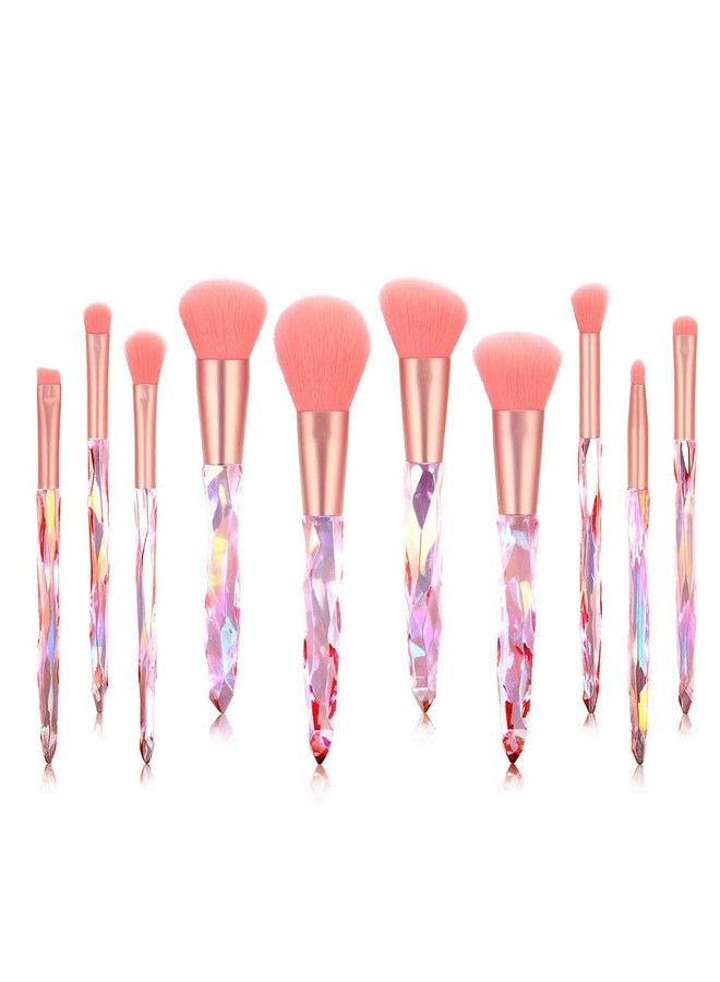 Kingtree Makeup Brushes 10Pcs Crystal Handle Makeup Brush Set Premium Synthetic Bristles Cosmetic Brush For Powder Foundation Blush Concealer Blending Eyeshadow Eyeliner Make Up - Image 2