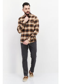 Tailor Vintage Men Regular Fit Spread Collar Long Sleeve Plaid Casual Shirt, Brown Combo  - Image 4