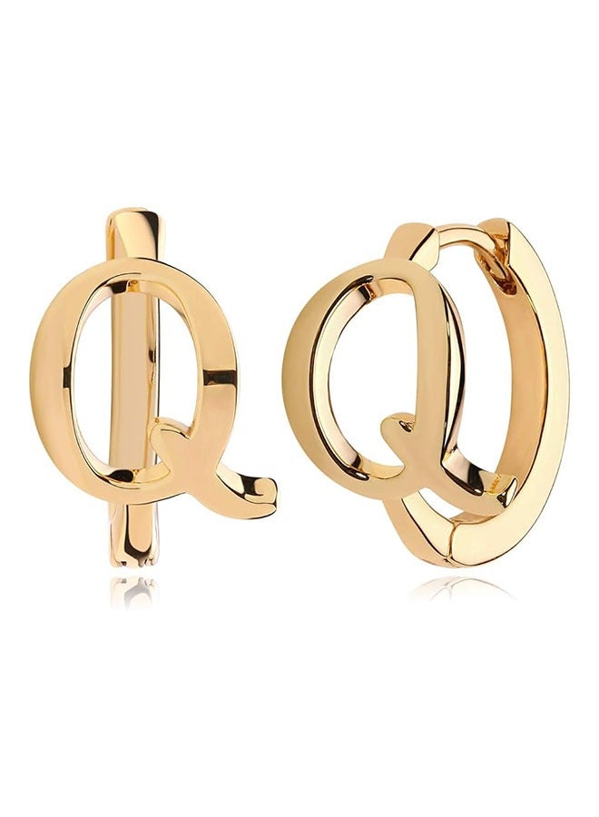 Mevecco Women Huggie Hoop Earrings Gold Initial Sleeper 14K Gold Filled Small Simple Delicate Handmade Hypoallergenic Personalized Jewelry Gift - 26 Letters - Image 1