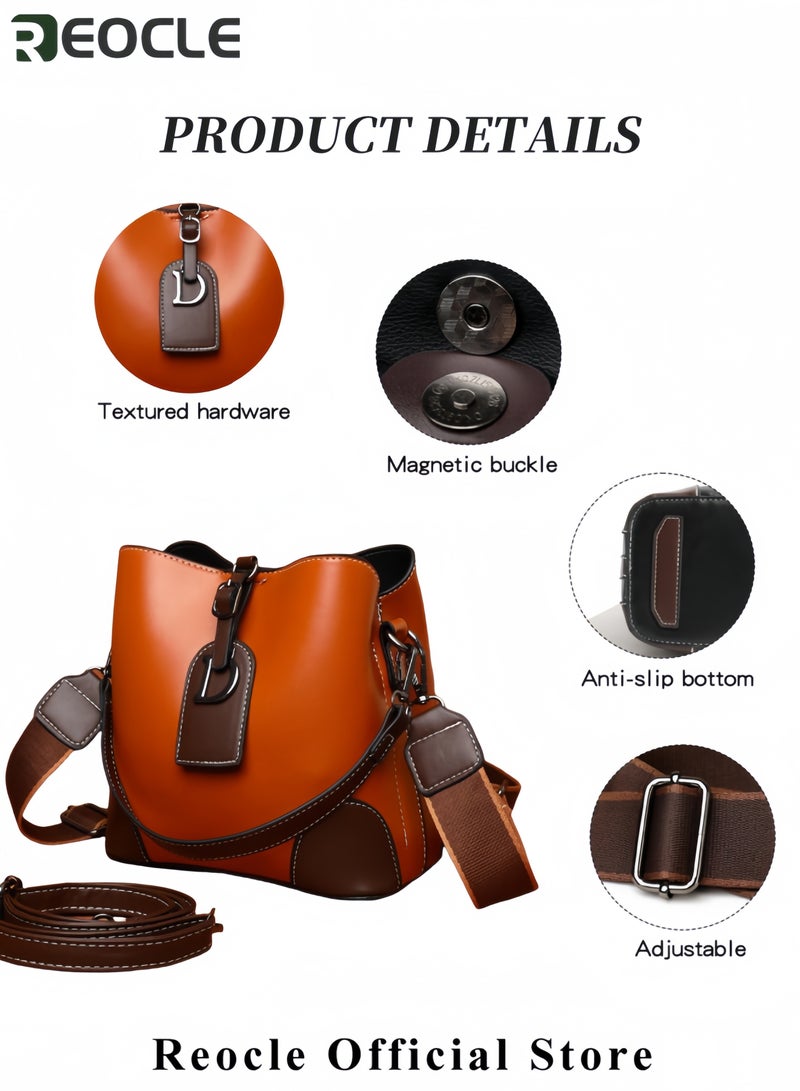 REOCLE Women's Shoulder Handbags Fashion Vegan Leather Crossbody Bag with Adjustable Strap & Large Capacity & Simple Style Shoulder Purse for Ladies - Image 5