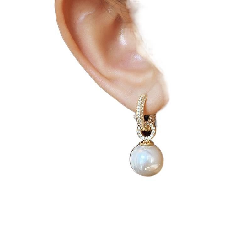 Pearl Earrings with Rhinestone Detail Lightweight Non Pierced Jewelry for Women and Daily Wear - Image 2