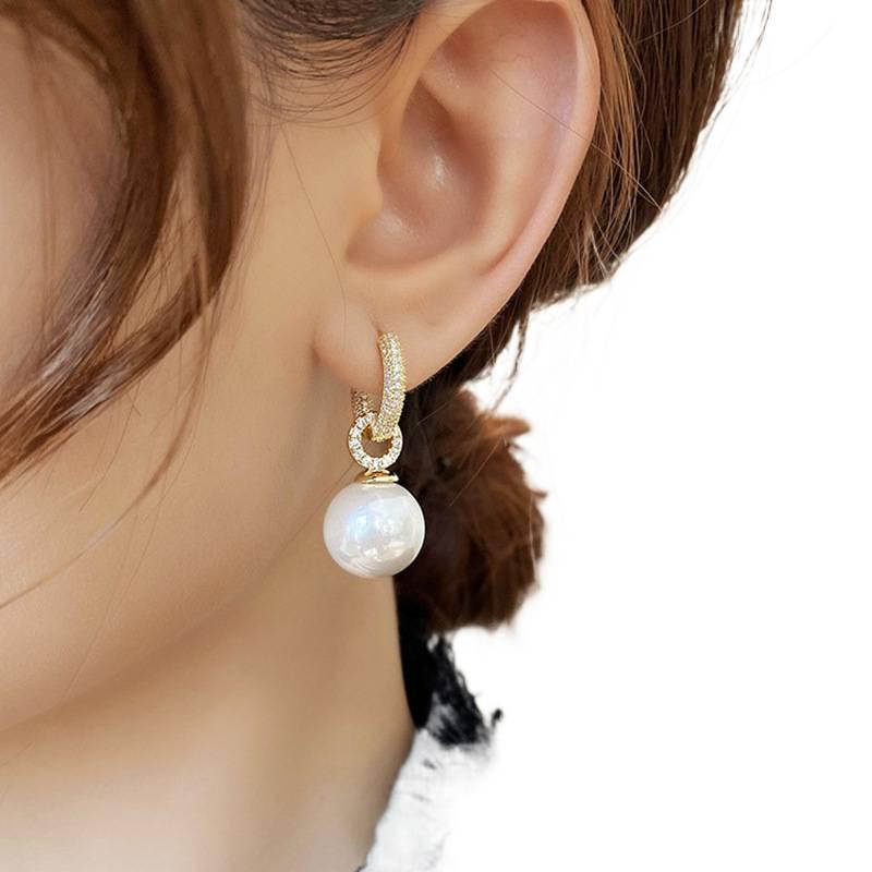 Pearl Earrings with Rhinestone Detail Lightweight Non Pierced Jewelry for Women and Daily Wear - Image 4