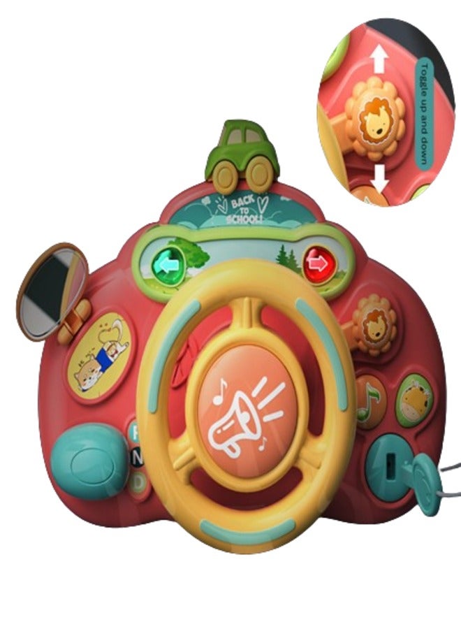 ترتيس لعبة عجلة القيادة مع أضواء الموسيقى، لعبة عجلة القيادة للأطفال الصغار لعبة تعليمية تفاعلية للأولاد والبنات - Image 1