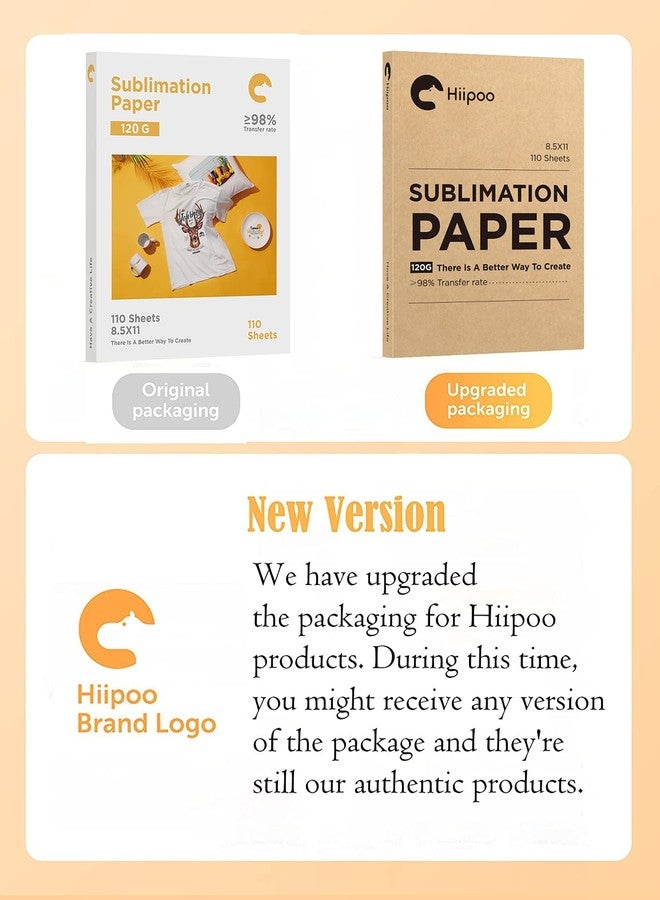 Hiipoo ورق التسامي من هيبو 8.5 × 11 بوصة، يعمل مع حبر التسامي وطابعات نفث الحبر من سوغراس للأكواب والقمصان والأقمشة الخفيفة وغيرها من المواد الخام للتسامي (110 ورقة، 120 جرام) - Image 2