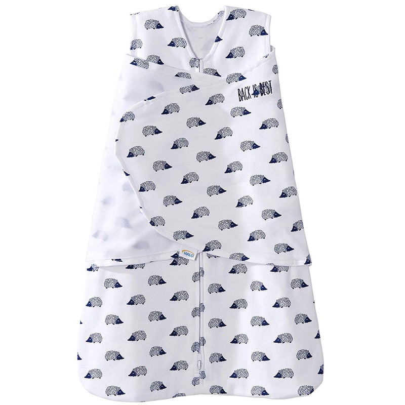 HALO 100% Cotton Sleepsack Swaddle, 3-Way Adjustable Wearable Blanket, TOG 1.5, Navy Hedgehog, Small, 3-6 Months - Image 1