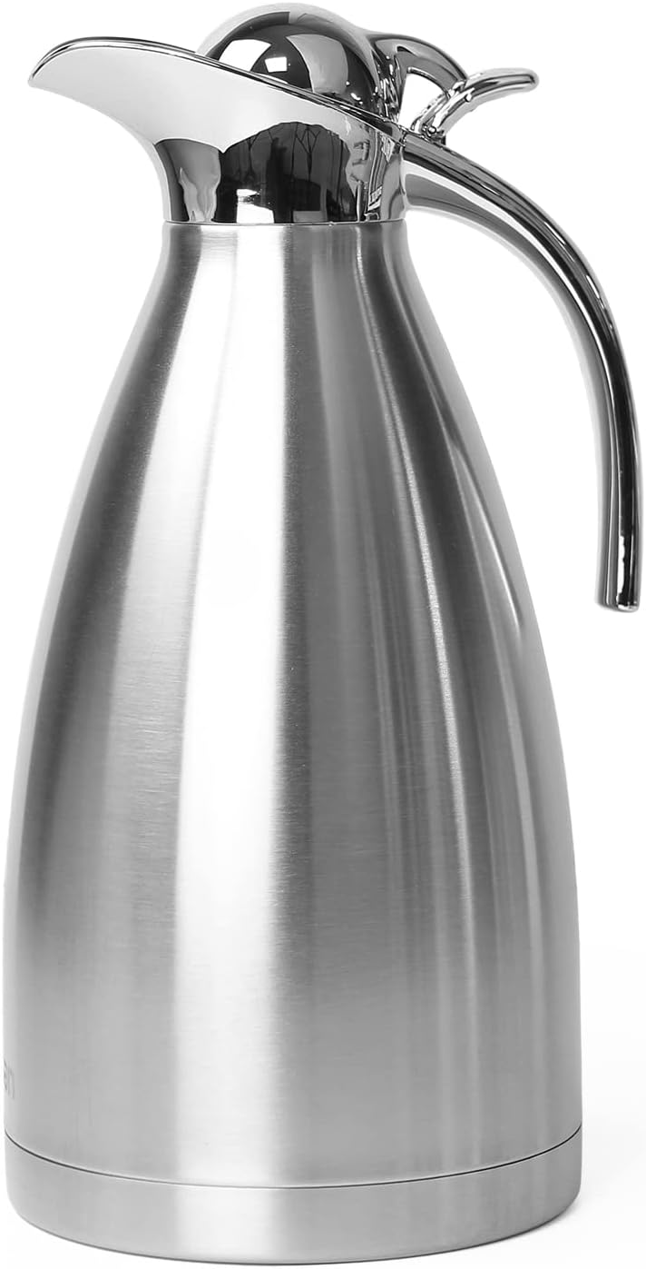 Nessan 1.5 Liter Thermal Coffee Carafe Jugs, Double Walled Vacuum Insulated Flask 12 Hours Heat Retention Jug for Coffee, Tea, & Milk - Stainless Steel - Image 3