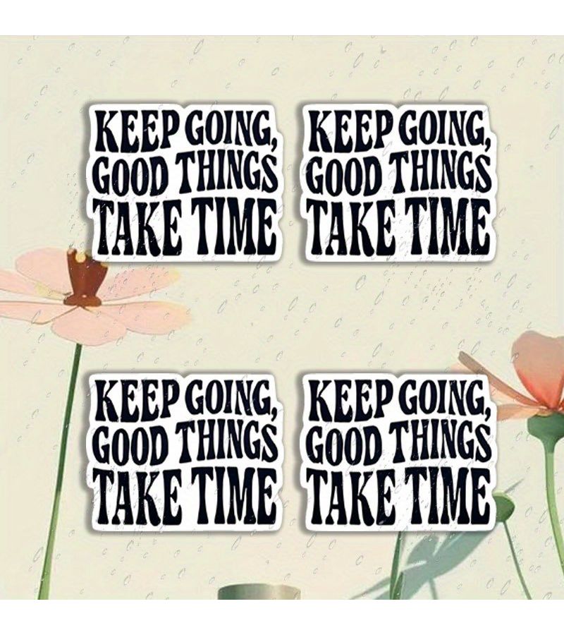 مجموعة من 4 ملصقات سيارة كلاسيكية تحمل عبارة "Keep Going" بتصميم متين مقاوم للعوامل الجوية - Image 1