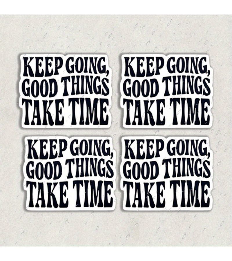 مجموعة من 4 ملصقات سيارة كلاسيكية تحمل عبارة "Keep Going" بتصميم متين مقاوم للعوامل الجوية - Image 3