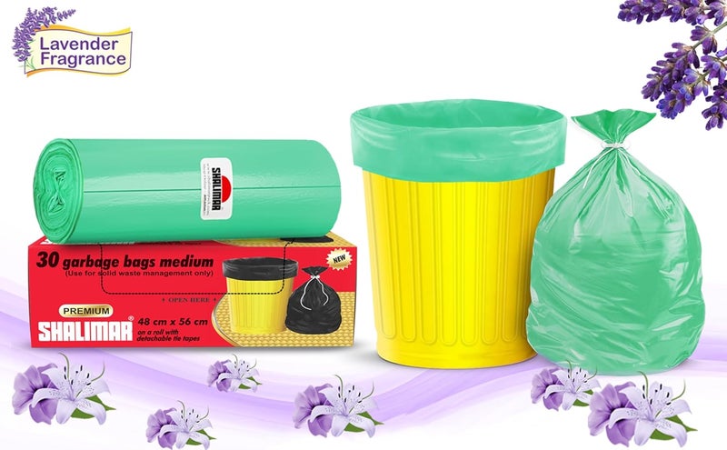 shalimar Shalimar Premium Lavender Fragrance Scented Garbage Bags Medium Size 19x21 Inches120 Bags Pack of 4 Rolls with 30 Bags Each for Dustbin BagTrash Bag Green Perforated Box for Easy Dispensing  - Image 2