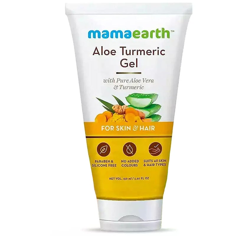 Mamaearth MAMAEARTH Aloe Turmeric Gel for Healthy Skin  Hair  Reduces Sunburn Acne  Dandruff  Hydrates Dry Hair  Nourishes Scalp  ParabenFree  507 Fl Oz 150ml 
