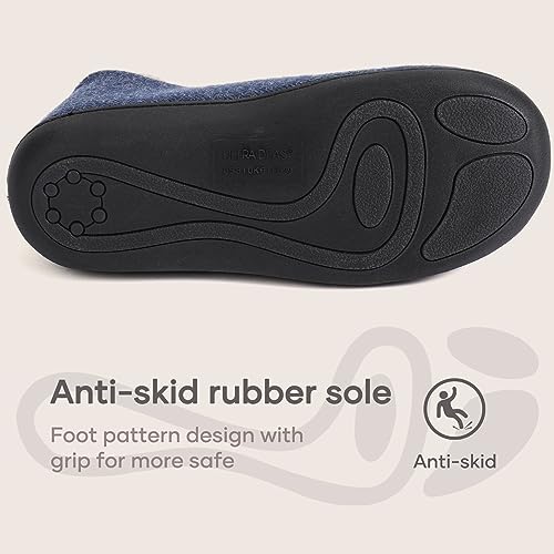ULTRAIDEAS Women's Indoor Loafer House Slippers with Memory Foam, Ladies Warm Closed Back House Shoes with Non-Slip Outdoor Rubber Sole（Navy Blue，size 10） - Image 4