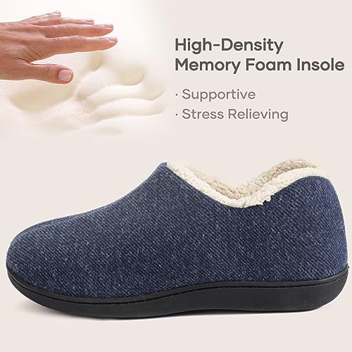 ULTRAIDEAS Women's Indoor Loafer House Slippers with Memory Foam, Ladies Warm Closed Back House Shoes with Non-Slip Outdoor Rubber Sole（Navy Blue，size 10） - Image 2