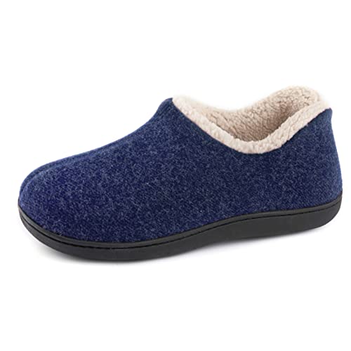 ULTRAIDEAS Women's Indoor Loafer House Slippers with Memory Foam, Ladies Warm Closed Back House Shoes with Non-Slip Outdoor Rubber Sole（Navy Blue，size 10） - Image 1
