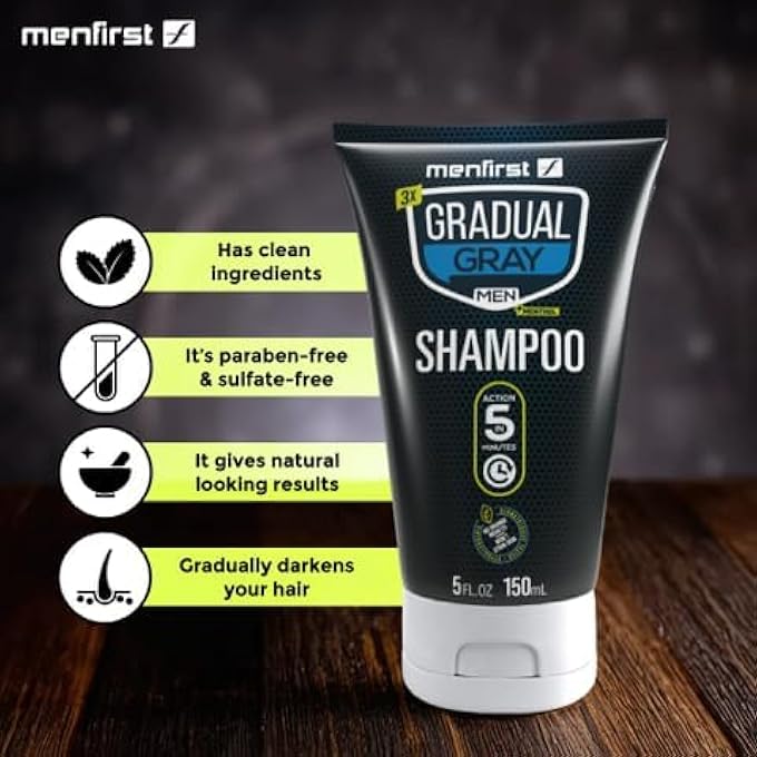 MENFIRST GRADUAL GREY 3 IN 1 GREY REDUCING SHAMPOO FOR MEN - CLEANS, CONDITIONS AND GRADUALLY REDUCES GREY HAIR - WORKS IN LESS THAN 3 MINUTES PER APPLICATION - Image 3