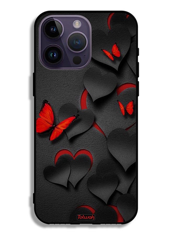 Tolwak - Apple iPhone 14 Pro Max Protective Case Hearts And Butterflies Pattern - Image 1