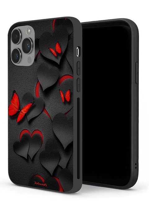 Apple iPhone 14 Pro Max Protective Case Hearts And Butterflies Pattern