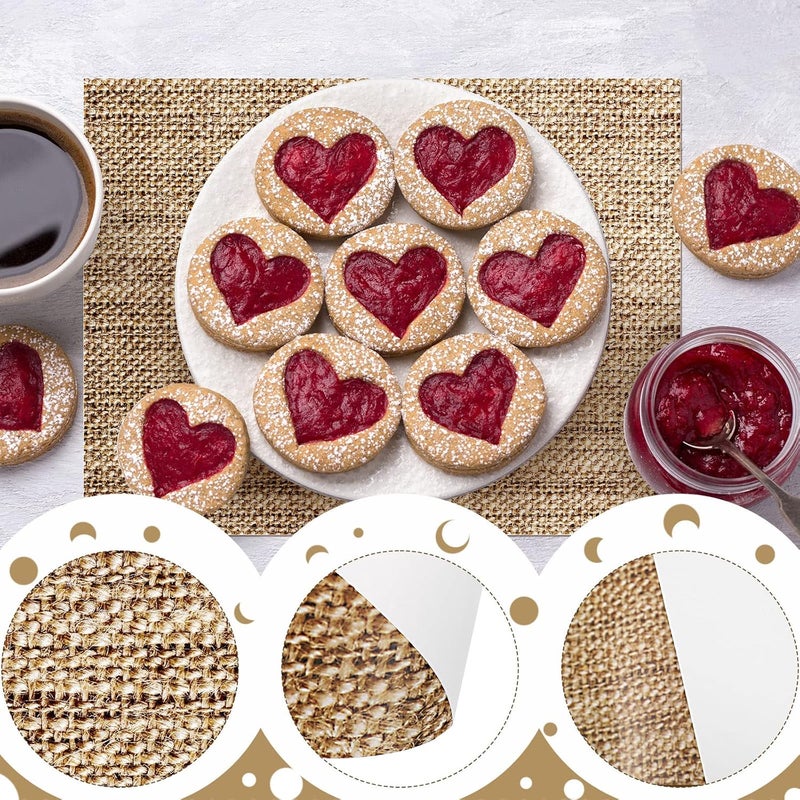 Glenmal 100 Pcs Disposable Burlap Printed Paper Placemats 1102 x 138 Inch Rustic Brown Chargers Rectangle Disposable Placemats Farmhouse Dining Table Setting Tan Table Setting Placemat for Baby Kids Party - Image 5