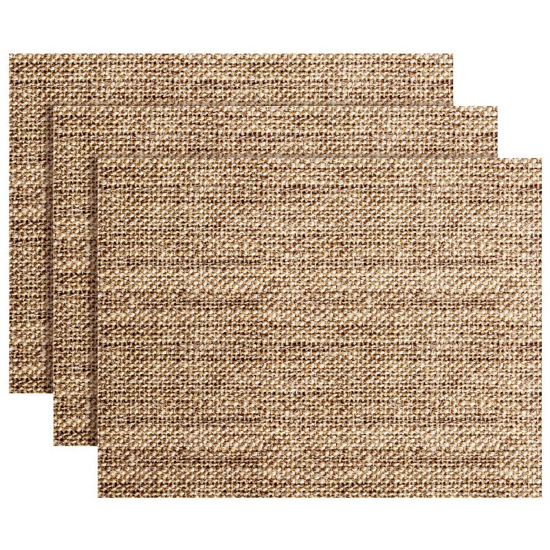 Glenmal 100 Pcs Disposable Burlap Printed Paper Placemats 1102 x 138 Inch Rustic Brown Chargers Rectangle Disposable Placemats Farmhouse Dining Table Setting Tan Table Setting Placemat for Baby Kids Party - Image 1