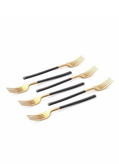 Life Smile 12pcs Cutlery Set, 18/10 Stainless Steel, Flatware Set, 12pcs Dinner Fork, Shiny Gold Head & Black Handle, for Home Kitchen, Mirror Polished  - Image 2