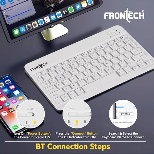 FRONTECH Wireless Mini Keyboard - 78 Keys, Bluetooth Connectivity, Rechargeable, Ultra Slim, Compact Design 1 Year Warranty (FT-1603AW) - Image 5