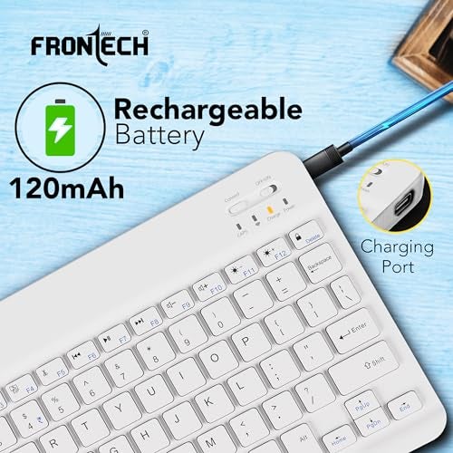 FRONTECH Wireless Mini Keyboard - 78 Keys, Bluetooth Connectivity, Rechargeable, Ultra Slim, Compact Design 1 Year Warranty (FT-1603AW) - Image 4
