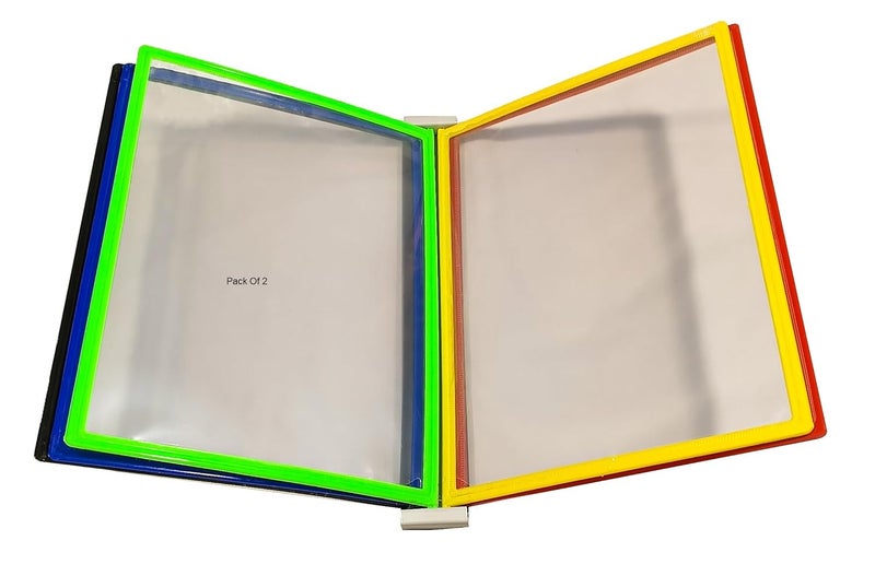 Shining Zon Plastic Wall Unit Hanging Documents Storage Folder with 5 Folders in 2 Set A4 Folders Vertical for Home Office, School & Business Easy Access (Multicolored folders) - Image 1