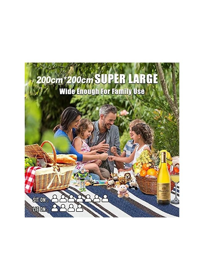 erorex EROREX Portable Outdoor Picnic Blanket 200 x 200 cm Camping Mat, Waterproof & Sandproof Large Foldable 3-Layer Outdoor Blanket for 6 to 8 Adults, for Camping, Park, Beach, Grass, Indoors (Mocha Blue)  - Image 5