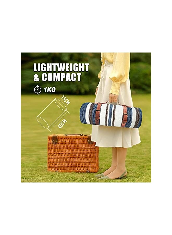erorex EROREX Portable Outdoor Picnic Blanket 200 x 200 cm Camping Mat, Waterproof & Sandproof Large Foldable 3-Layer Outdoor Blanket for 6 to 8 Adults, for Camping, Park, Beach, Grass, Indoors (Mocha Blue)  - Image 4