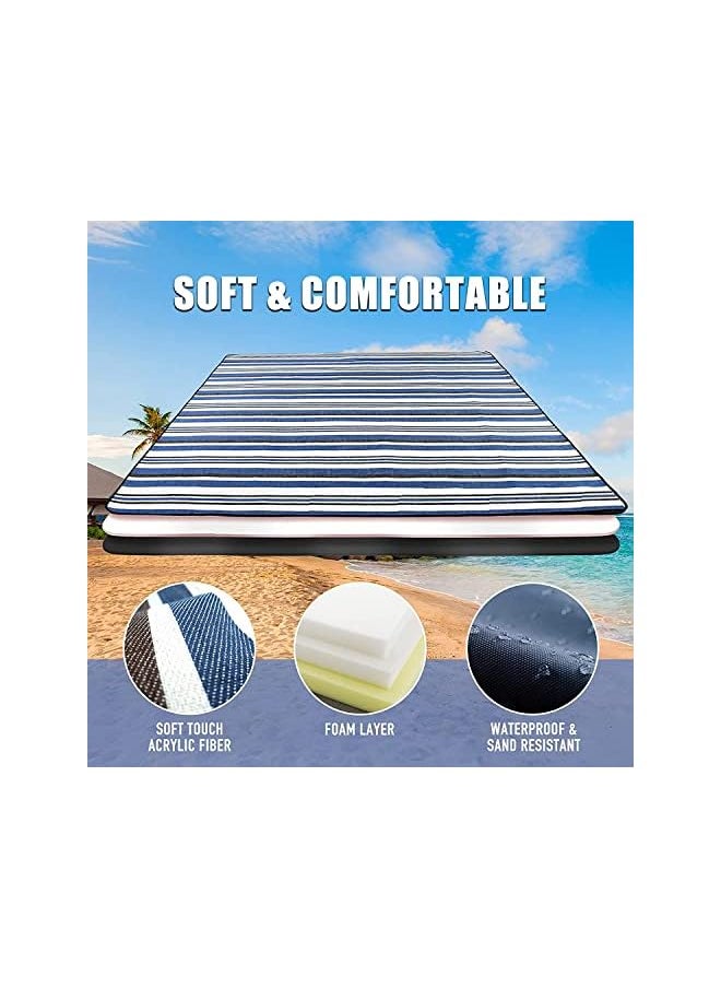 erorex EROREX Portable Outdoor Picnic Blanket 200 x 200 cm Camping Mat, Waterproof & Sandproof Large Foldable 3-Layer Outdoor Blanket for 6 to 8 Adults, for Camping, Park, Beach, Grass, Indoors (Mocha Blue)  - Image 3