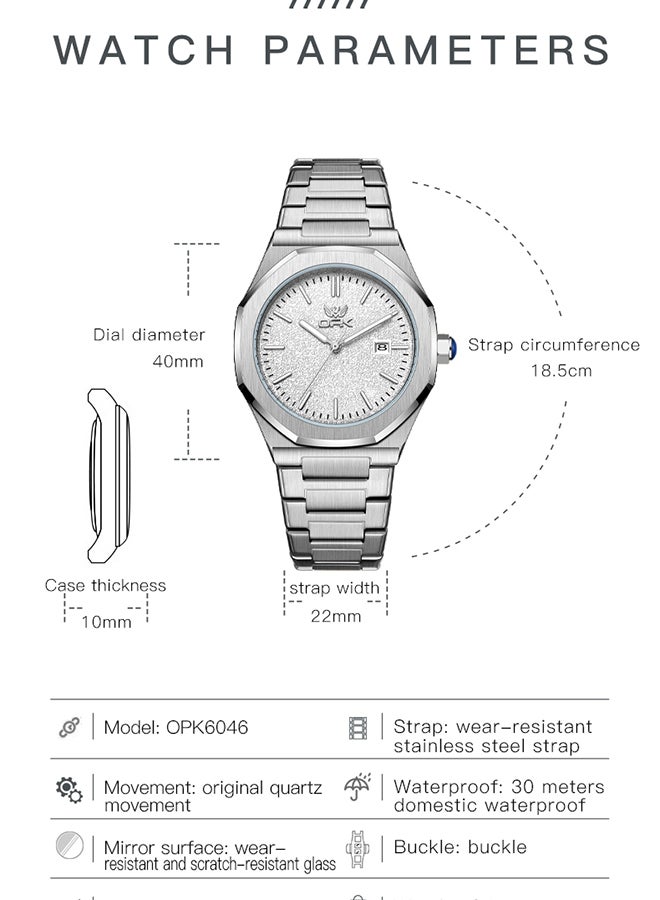 OPK Men's Octagonal Steel Band Men's Watch Form Calendar Luminous Quartz Watch 6046 - Image 4