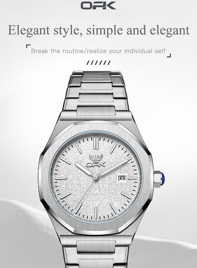 OPK Men's Octagonal Steel Band Men's Watch Form Calendar Luminous Quartz Watch 6046 - Image 2