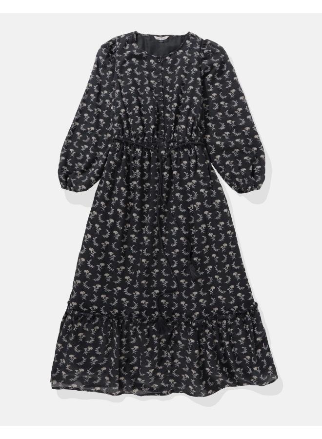 American Eagle AE Long-Sleeve Button-Up Midi Dress  - Image 4