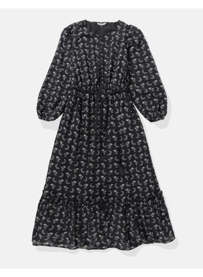 American Eagle AE Long-Sleeve Button-Up Midi Dress