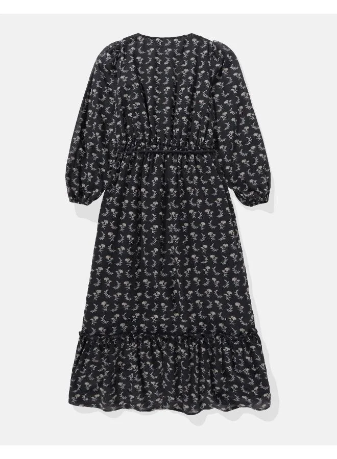 American Eagle AE Long-Sleeve Button-Up Midi Dress