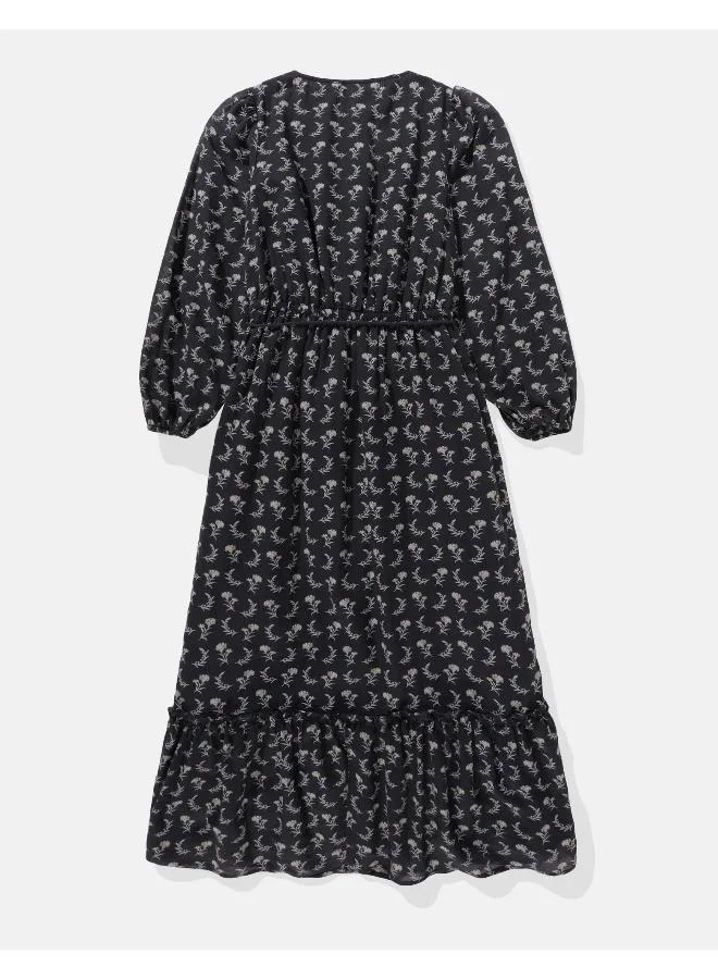 American Eagle AE Long-Sleeve Button-Up Midi Dress