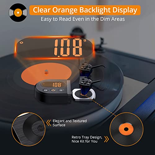 Neoteck مقياس قوة إبرة القرص الدوار الرقمي المحسن من نيوتك 0.01g/5.00g مع إضاءة خلفية LCD برتقالية ووزن 5g لخرطوشة الفونو ذي الذراع المتحرك - Image 3